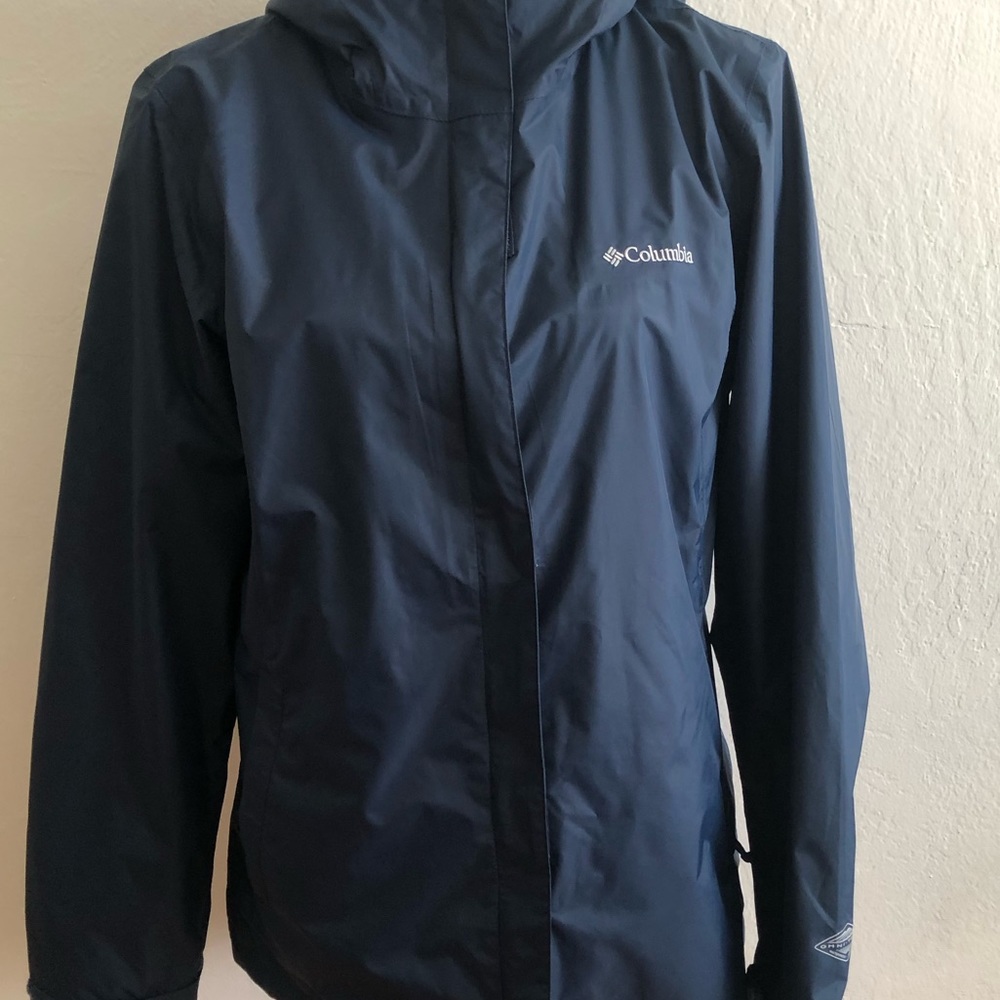 Columbia sport long sleeves jacket zipper up with hoodie dark blue